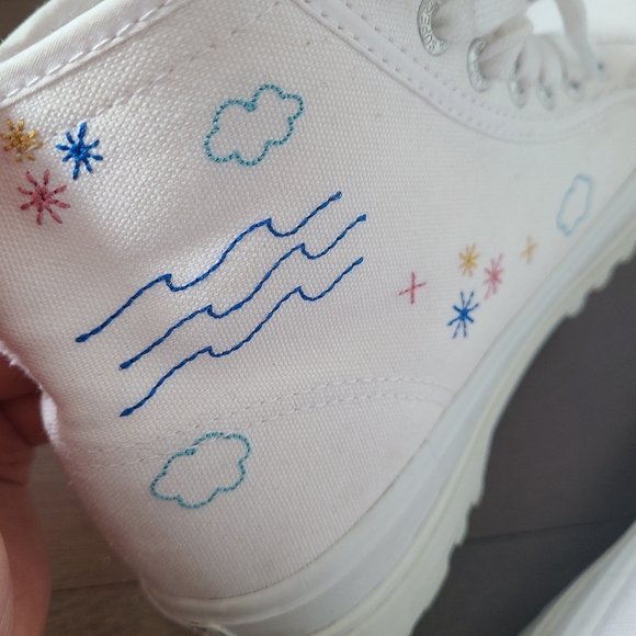 Superga White & Blue Sky Embroidery-Accent Alpina Platform Hi-Top Sneaker 36 - Picture 9 of 9